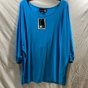 Anthony NWT blue flowy draped back blouse
